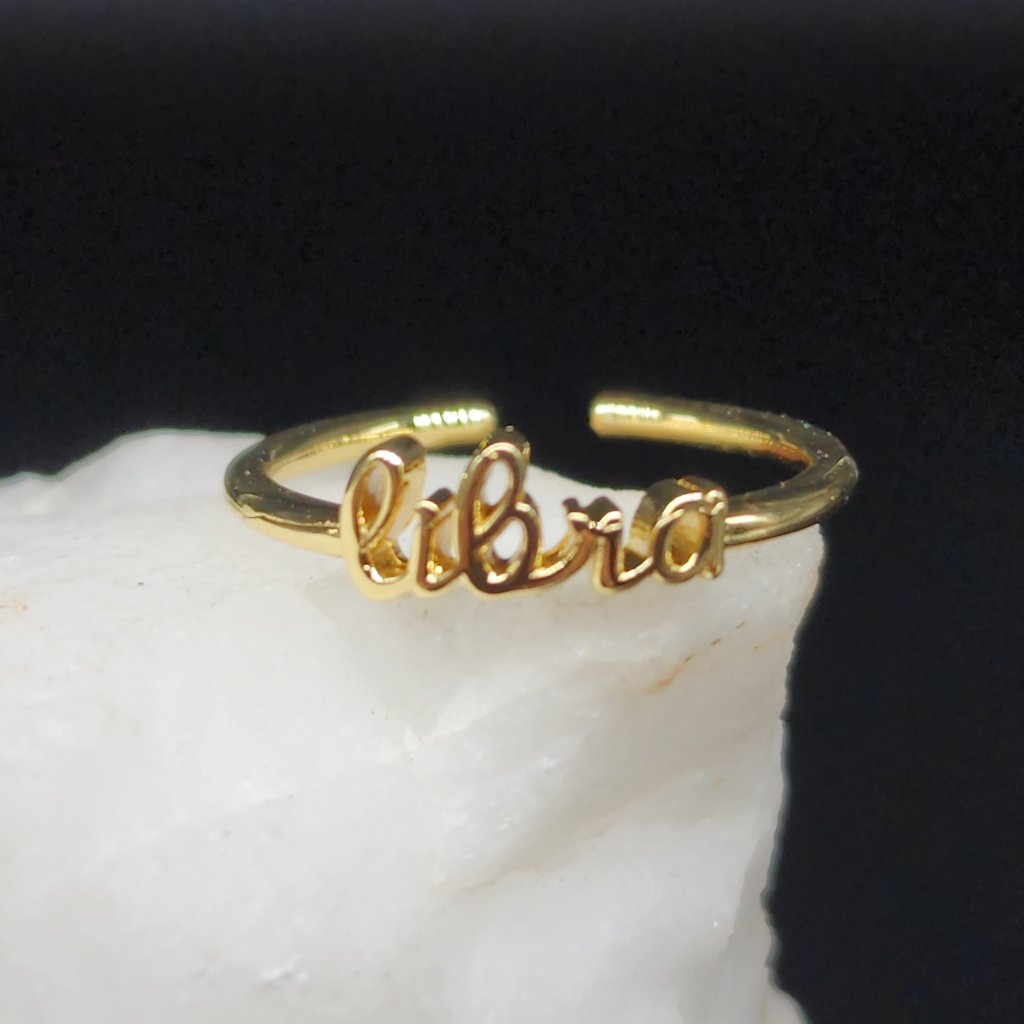 Astrology Horoscope Zodiac Libra Ring 14k Gold Plated Birthday Gift